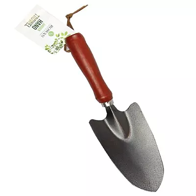 Garden Hand Trowel Planting Spade Metal Head Wooden Handle Silver Rim Soil Tools • £5.49