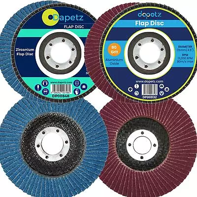 FLAP GRINDING SANDING DISCS 115mm 4.5  40 60 80 120 GRIT ANGLE WHEEL • £4.49