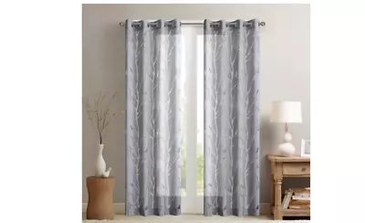 Madison Park 50  X 95  Curtain Panel Averil Sheer Burnout Grommet GREY - 1 Panel • $11.99