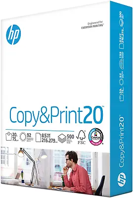 1 Ream 500 Sheets Printer Paper 8.5 X 11 Copy Print 20 Lb 92 Bright  • $9.98