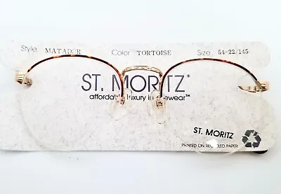 New Vintage St. Moritz Shiny Fire Tortoise Semi Rimless Large Eyeglass Frames • $44.95