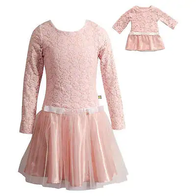 Girl 12-14 And Doll Matching Pink Lace Mesh Holiday Dress Clothes American Girl • $36.99