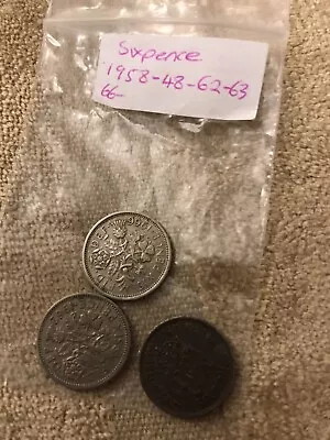Sixpence 1966 - 1962 - 1948 • £2