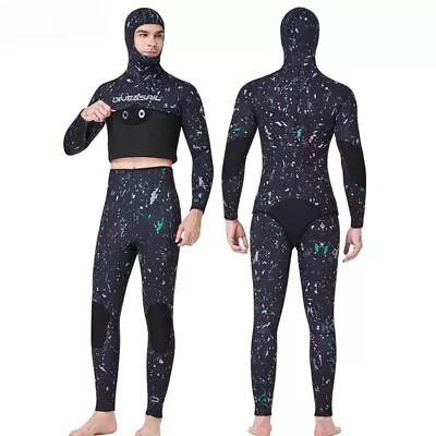 Wetsuits Men Neoprene 2-Pieces Hooded Long Sleeve Scuba Diving Body Keep Warm • $353.23