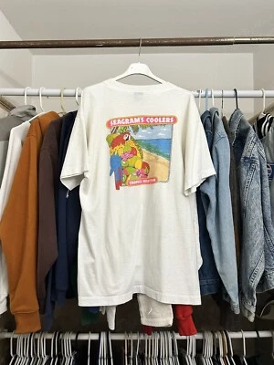 $1.25 • Buy Vintage Beer Shirt Mens XL White Seagrams Coolers Drink Cartoon