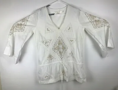 $35.98 • Buy Karta Lace Cottagecore Prairie Tunic Top Size M Boho Bell Shape Sleeve Floral
