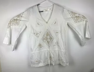 $35.98 • Buy Karta Lace Cottagecore Prairie Tunic Top Size M Boho Bell Shape Sleeve Floral