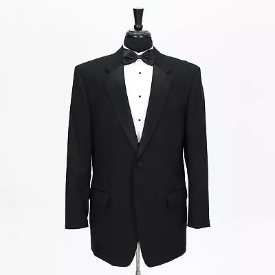 Jones New York 42L Black Tuxedo Jacket Blazer Solid 2B Wool • $49.99