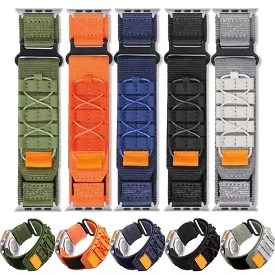 New Nylon Canvas Woven Loop Wristband Strap For Apple IWatch 9 8 7 6-1 Ultra 2/1 • £8.66