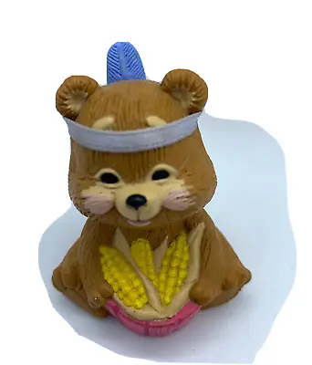 1988 Hallmark Thanksgiving Indian Bear With Corn Merry Miniature Mini QFM1511 • $4.86