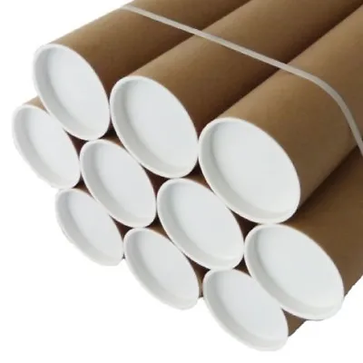 POSTAL CARDBOARD STRONG TUBES + ENDS CAPS A0 A1 A2 A3 A4  X 75.5mm QUALITY  • £121.79