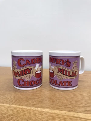 £6 • Buy Cadbury’s Dairy Milk Vintage Style Advertising Mugs By Kilncraft -Retro Mugs X 2