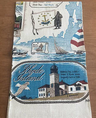 Vintage Kay Dee Pure Linen Tea Towel Rhode Island Landmarks NOS • $29.99