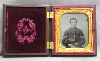 Cased 1/6 PLATE TINTYPE Of A Sergeant From The 36th Massachusetts • $174.99