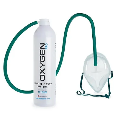 £16.99 • Buy Oxygen In A Can 15 Litres With Mask Hi Boost 15L Canned O2 Recreational Therapy