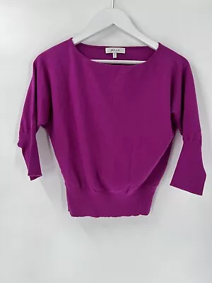 Milly Womens Sweater Small Fuschia Purple Short Sleeves Pullover Boat Neckline • $25