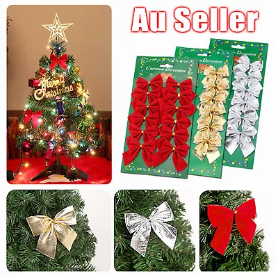 12x Bow Christmas Tree Decoration Xmas Ornament Bowknot Party Wedding Decor • $6.75