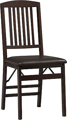 Linon Triena Mission Back Set Of 2 Folding Chair 17  W X 20  D X 36  H Brown • $118.20