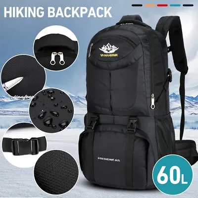 $38.99 • Buy 60L Large Hiking Camping Bag Travel Backpack Luggage Bags Waterproof Rucksack