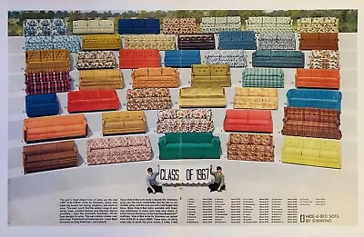 Simmons Hide-A-Bed Sofa Original 1967 Magazine Print Ad Centerfold 20.5”x 13.5” • $9.99