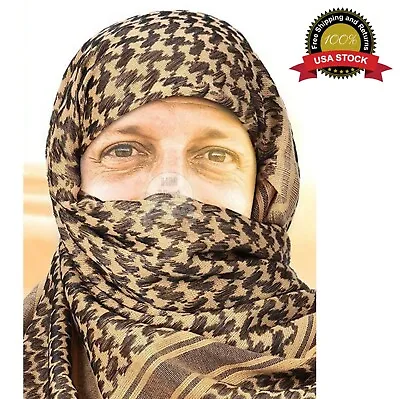 Shemagh Arab Keffiyeh Military Tactical Shawl Wrap Scarf Desert Army Scarves BRN • $12.99