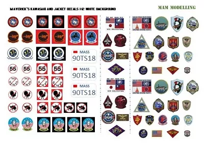 1:12 Top Gun Mavericks Kawasaki & Jacket Decals • £8