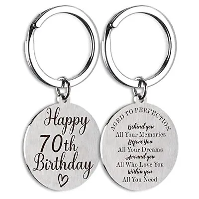 Happy 70th Birthday Gifts For Women Or Men Keychain 70 Year Old Birthday Gift... • $19.08