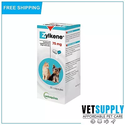 ZYLKENE Nutritional Supplement 75 MG For Dogs & Cats Up To 10 Kg 30 Capsules • $47.91