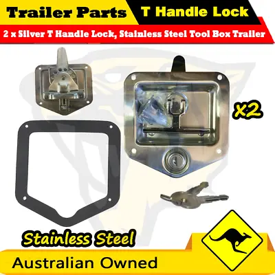 2PCS Silver T Handle Lock & Studs Flush Mount Stainless Steel Tool Box Trailer • $33.99