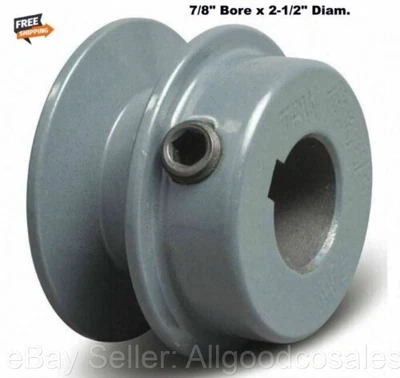 $20.75 • Buy  V-Belt Motor Pulley 7/8  Bore X 2-1/2  Dia Set Screw Solid Cast Iron Fixed Bore