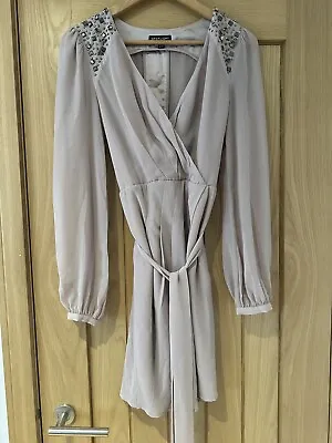 Spotlight By Warehouse Beige Long Sleeve Dress | Size: UK 10 | Used Worn Once • £12