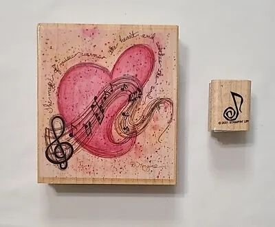 Stamps Happen Wood Mount Rubber Stamp The Magic Of Music #70049 & Vtg Music Note • $8.88