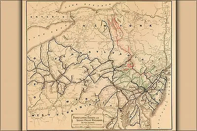 $160.11 • Buy Poster, Many Sizes; Map Of The Pennsylvania, Reading, And Lehigh Valley Railroad