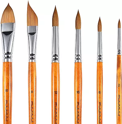 Sable Watercolour Brushes Set-artist Paint Brushes 6pcs Professional Kolinsky Pa • £16.69