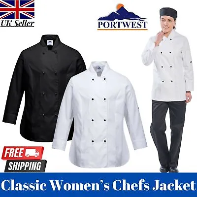 Portwest Rachel Ladies Bakery Catering Uniform Chef Resturant Jacket Chefs Coat • £5.99