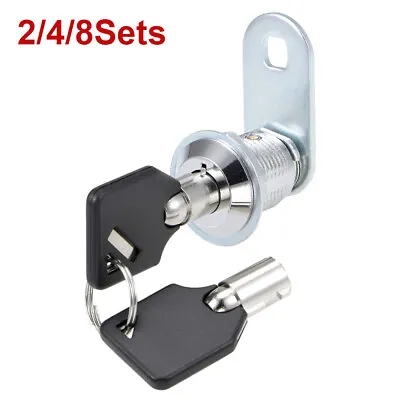 2/4/8 Pack Keyed Alike Tubular Cam Lock 5/8  Pull Drawer Cabinet Toolbox Key Set • $10.98