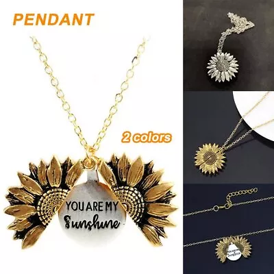 You Are My Sunshine Sunflower Open Locket Gold Chain Pendant Necklace PA • £4.99