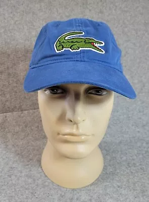 Lacoste Big Large Croc Hat Logo Cotton Gabardine Baseball Cap Royal Blue Adjust • $26.99