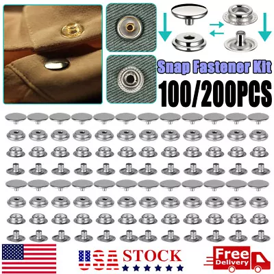 Stainless Steel Fastener Snap Press Stud Cover Cap Button Marine Boat Canvas Kit • $13.26