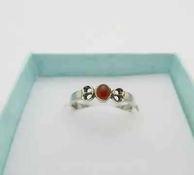 $22.95 • Buy Vintage 925 Sterling Silver Bezel Setting Carnelian Ring Band Size 8