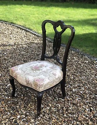 Edwardian Antique Mahogany Carved Nursing Chair Queen Anne Castor Feet Heavy • £69.95