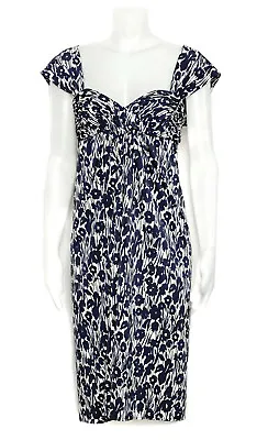 BCBGMAXAZRIA Designer Ivory And Blue Floral Dress Sweetheart Neck  • $44.98