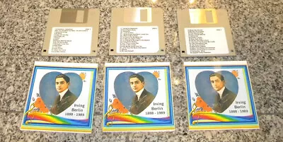 3 Floppy Disk Disk Set Irving Berlin Player Piano Solo's  For MIDI Player Piano • $39.95