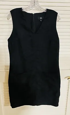 Mossimo Black Faux Micro Suede V Neck Pocket Tunic Dress Medium Women • $13.99