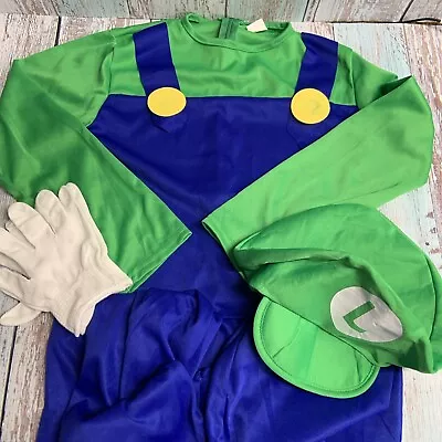 Luigi Super Mario Brothers Bros. Halloween Costume Kids Size 11-12 XL Large Boys • $14.98