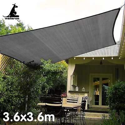 $69 • Buy Wallaroo Outdoor Sun Shade Sail Canopy Grey Square 3.6 X 3.6M