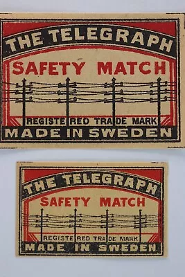 Telegraph Advertisement Safety Sweden Vintage Matchbox Label • $11