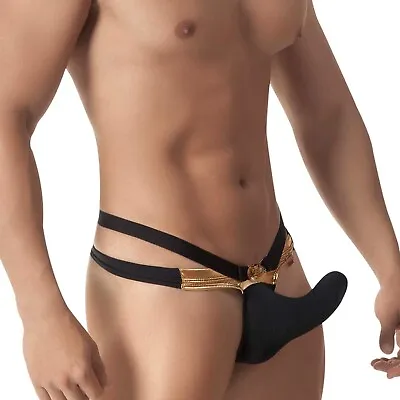 Pikante Men PIK 8021 Greek Attraction Thong- Black/Gold Medium • $18.58