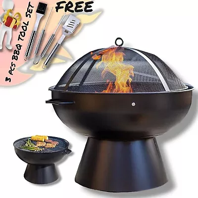 La Hacienda Fire Pit BBQ Grill Outdoor Log Burner Garden Patio Fireplace Wood • £44.99