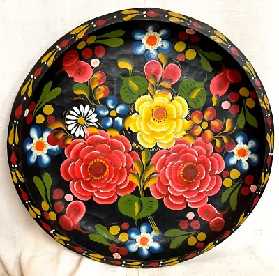 Vintage Hand-Carved & Painted Large Wooden Tray Or Batea Mexico Ca. 1940-70s • $129